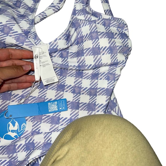 Cupshe Purple Gingham One Piece Swimsuit Small - Picture 3 of 4